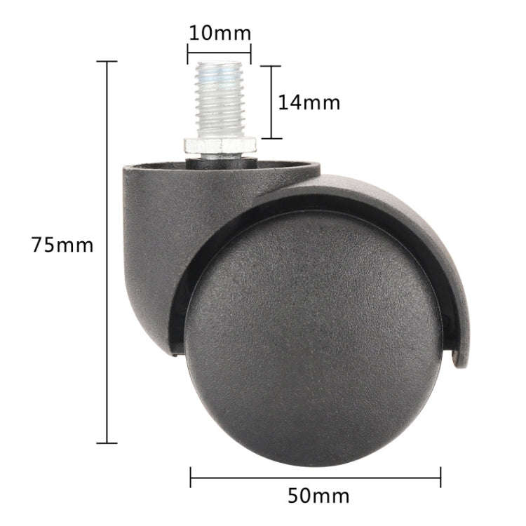 M10 Screw Quiet Swivel Chair Universal Wheels Office Chair Roller Casters(Black)