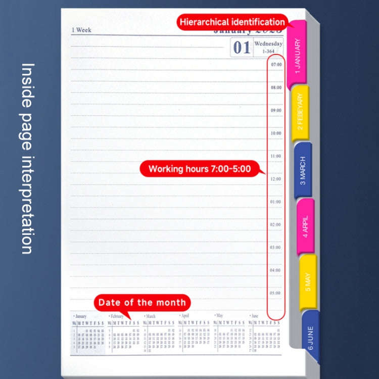 2025 A5 Agenda Book Planner Notebook 304 Pages Daily Office Diary(Black)