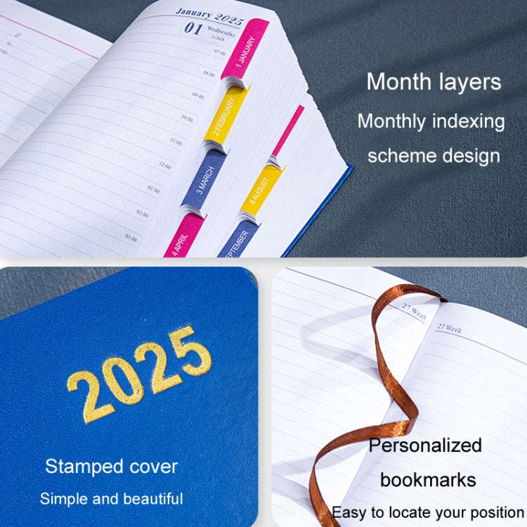 2025 A5 Agenda Book Planner Notebook 304 Pages Daily Office Diary(Black)