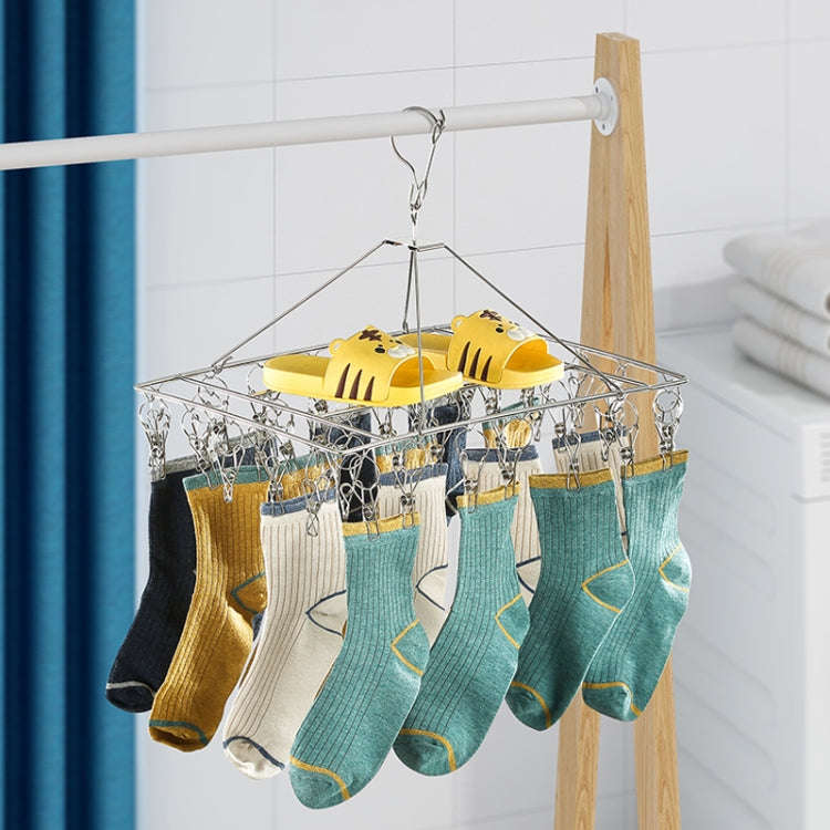 Square Socks Drying Hanger Stainless Steel Multifunctional Windproof Drying Rack, Style: 40x30cm ...