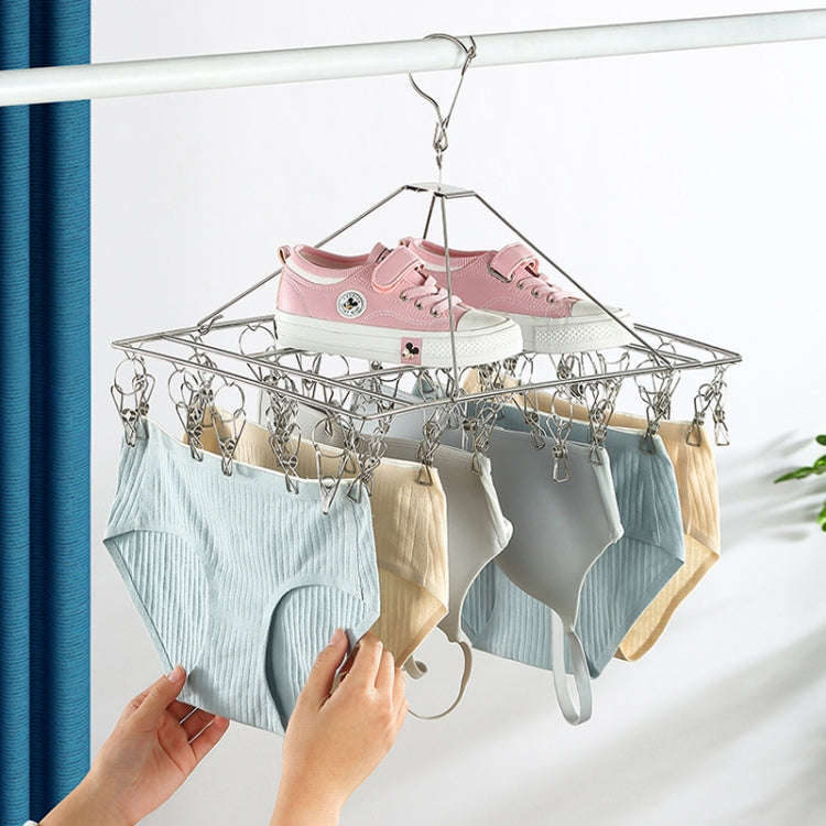 Square Socks Drying Hanger Stainless Steel Multifunctional Windproof Drying Rack, Style: 40x30cm ...