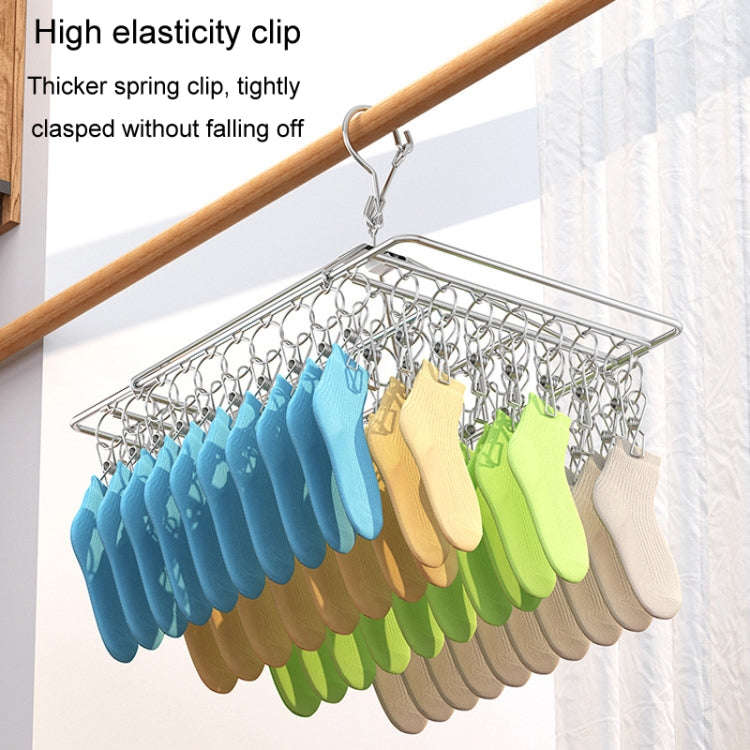 Square Socks Drying Hanger Stainless Steel Multifunctional Windproof Drying Rack, Style: 40x30cm ...