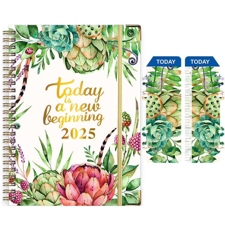 2025 English Notebook A5 Coil Notepad 365 Day Work Schedule Diary, Style: A03