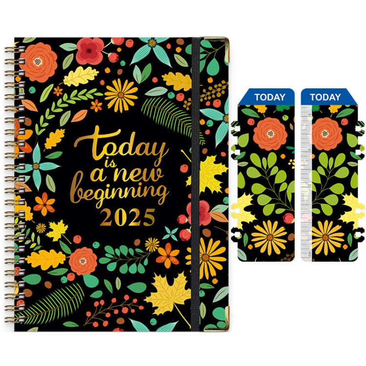 2025 English Notebook A5 Coil Notepad 365 Day Work Schedule Diary, Style: A04