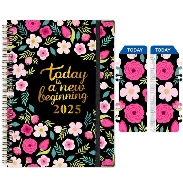 2025 English Notebook A5 Coil Notepad 365 Day Work Schedule Diary, Style: A05
