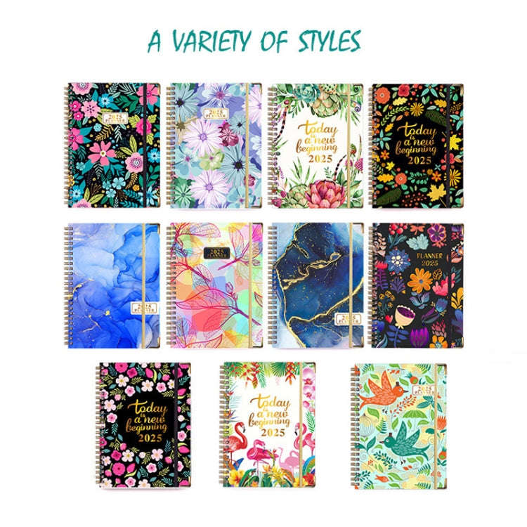 2025 English Notebook A5 Coil Notepad 365 Day Work Schedule Diary, Style: A05