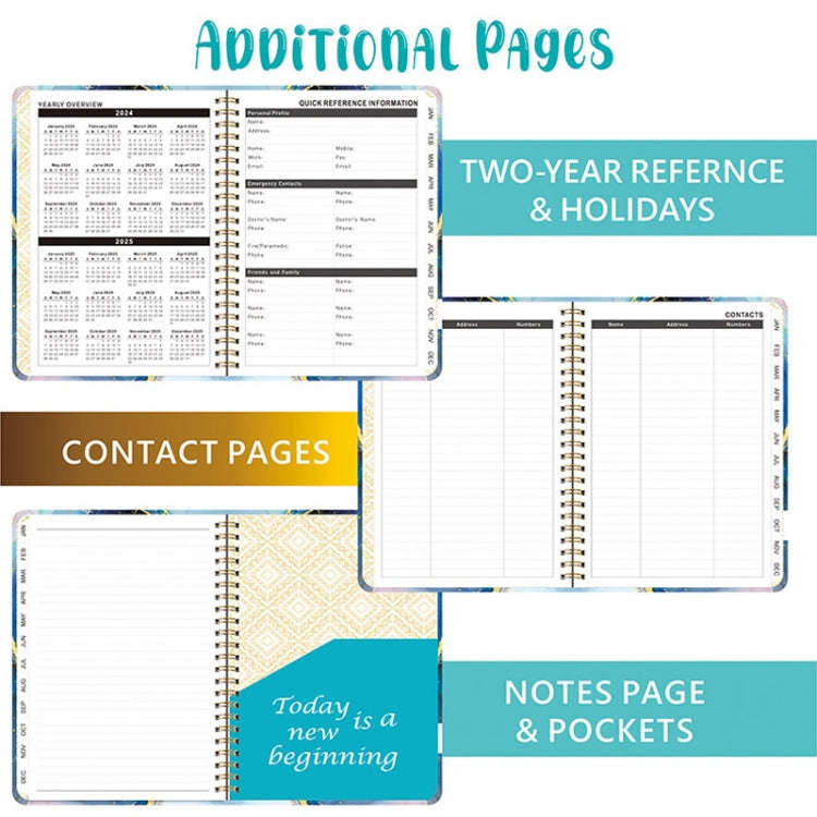 2025 English Notebook A5 Coil Notepad 365 Day Work Schedule Diary, Style: A10