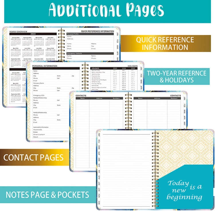 2025 English Notebook A5 Coil Notepad 365 Day Work Schedule Diary, Style: A05