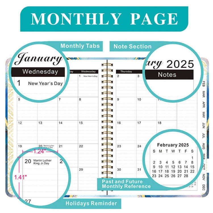 2025 English Notebook A5 Coil Notepad 365 Day Work Schedule Diary, Style: A05