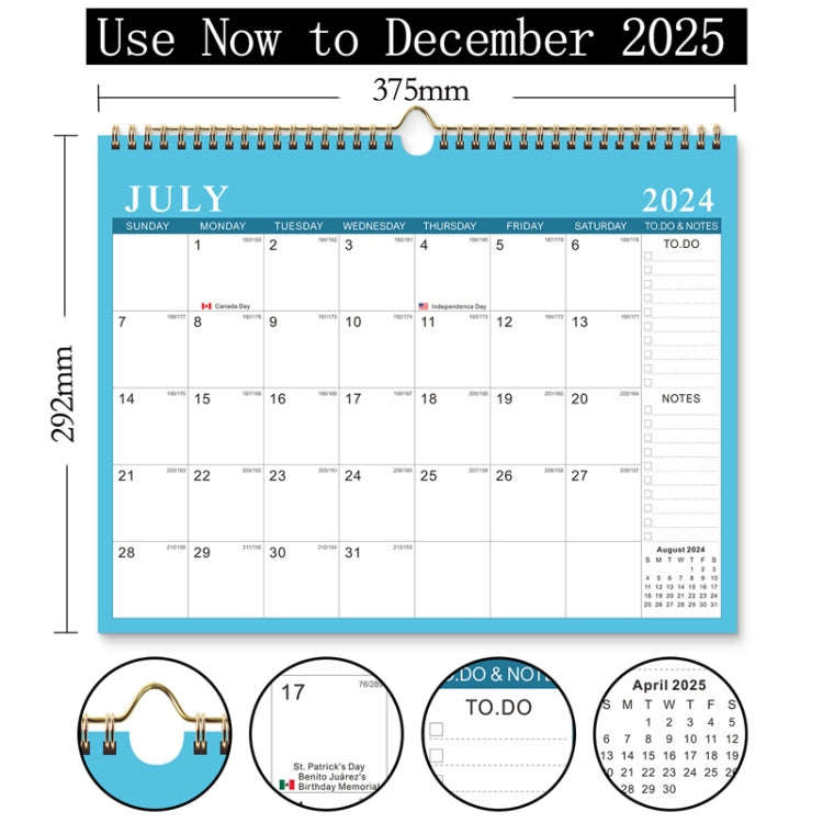 English Wall Calendar 365 Day Countdown Calendar Double Coil Simple Holiday Schedule, Year: Simpl...