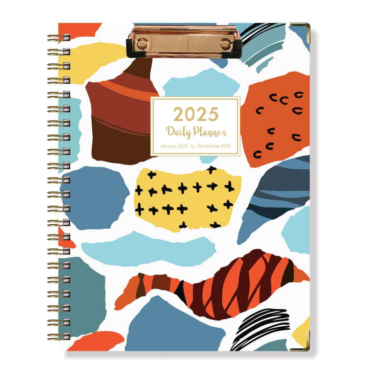 January-December 2025 Board Clip A4 English Notebook Coil Diary Planner, Style: Abstract