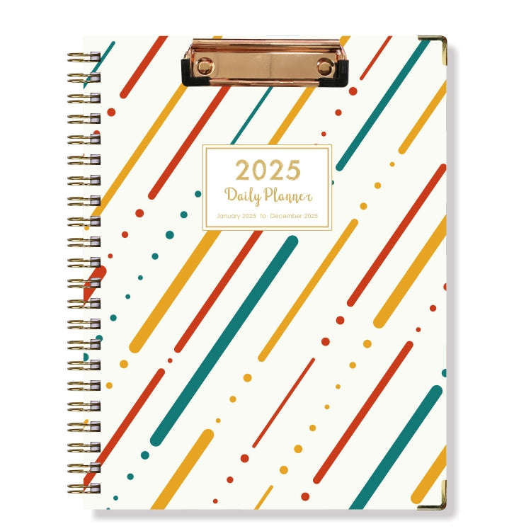 January-December 2025 Board Clip A4 English Notebook Coil Diary Planner, Style: Colorful