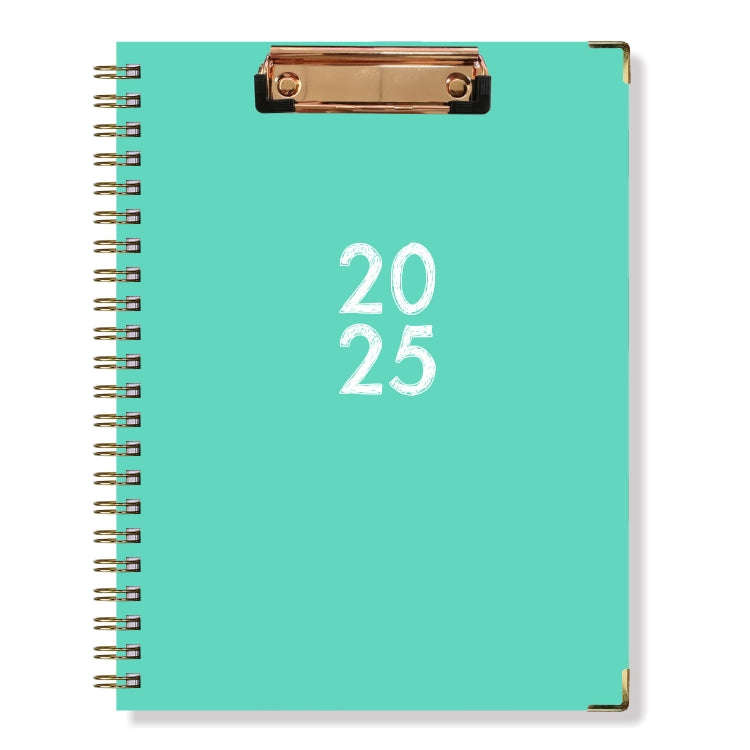 January-December 2025 Board Clip A4 English Notebook Coil Diary Planner, Style: Mint Green