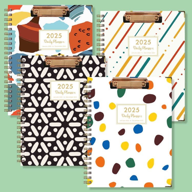 January-December 2025 Board Clip A4 English Notebook Coil Diary Planner, Style: Colorful