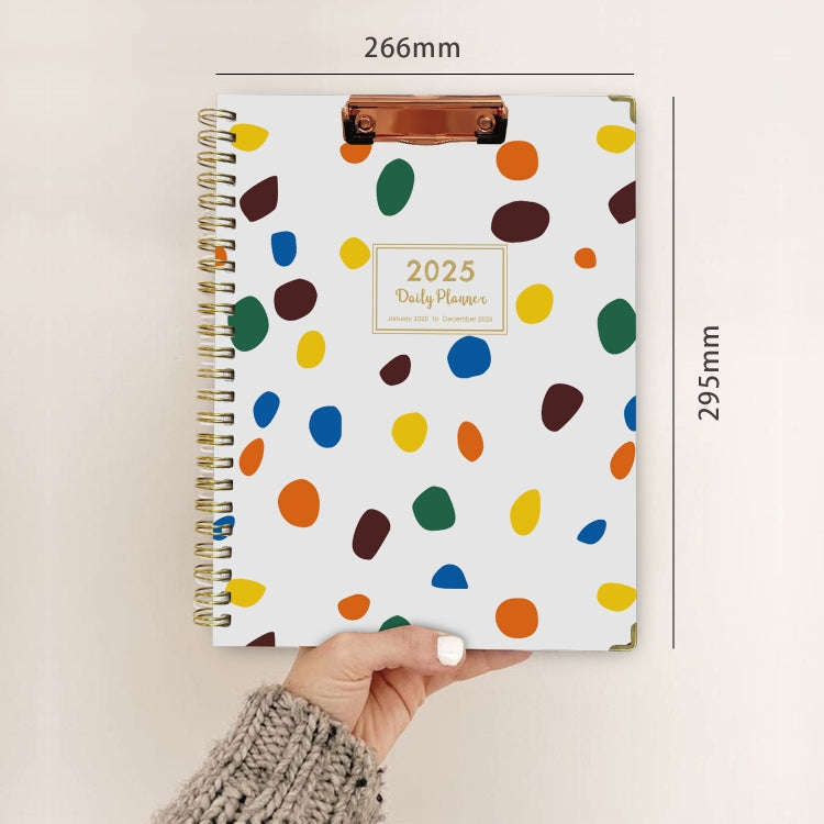 January-December 2025 Board Clip A4 English Notebook Coil Diary Planner, Style: Colorful