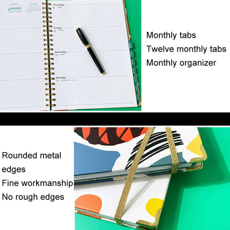 January-December 2025 Board Clip A4 English Notebook Coil Diary Planner, Style: Colorful