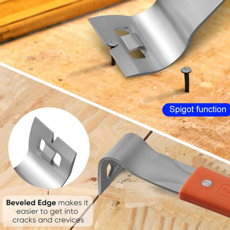 RUITOOL Stainless Steel Pry Bar Multi-Purpose Scraper Woodworking Decoration Non-Slip Nailer(Orange)
