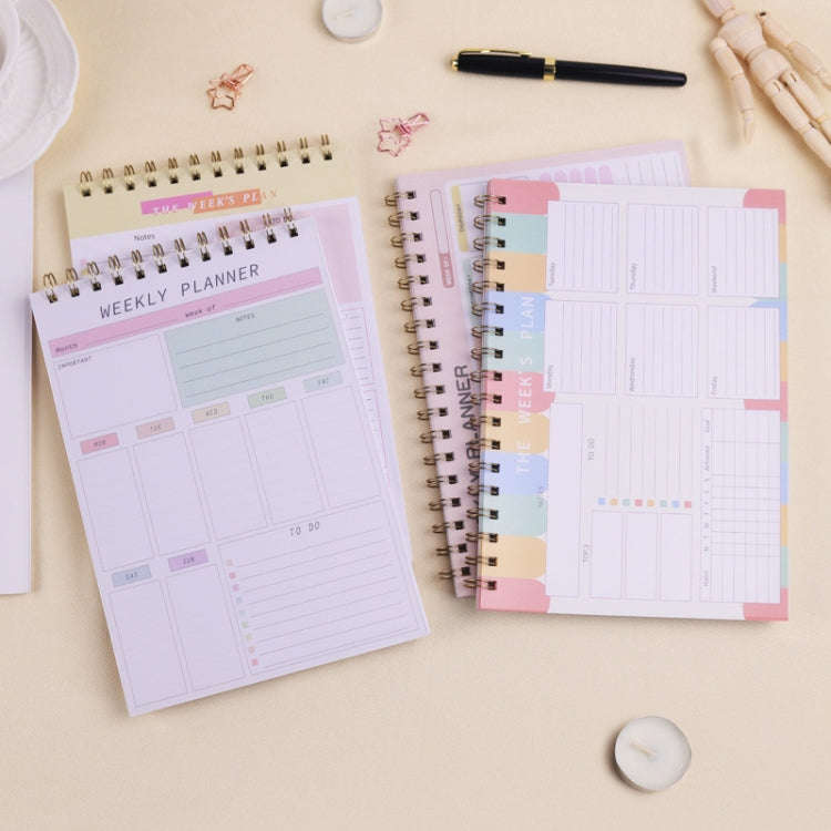 A5 Weekly Planner Notebook Waterproof Planner Coiled Clocking Memo, Style: Vertical Yellow