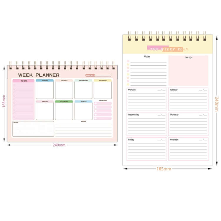 A5 Weekly Planner Notebook Waterproof Planner Coiled Clocking Memo, Style: Vertical Yellow