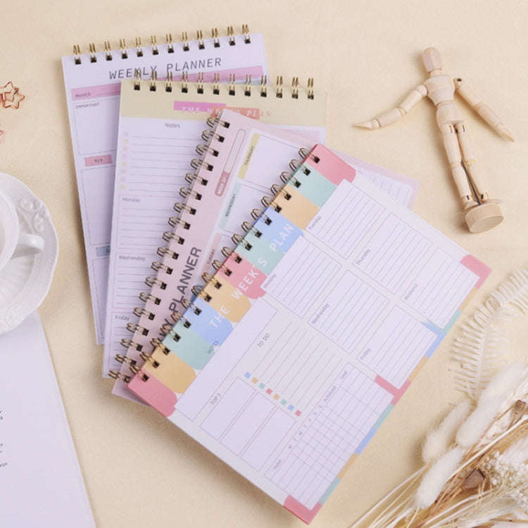 A5 Weekly Planner Notebook Waterproof Planner Coiled Clocking Memo, Style: Vertical Yellow