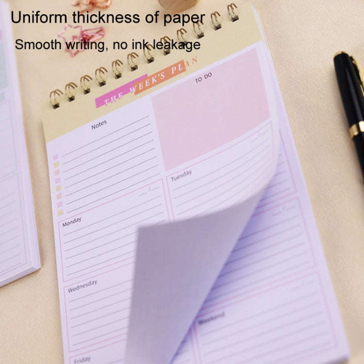 A5 Weekly Planner Notebook Waterproof Planner Coiled Clocking Memo, Style: Horizontal Pink