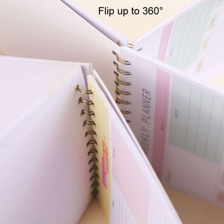 A5 Weekly Planner Notebook Waterproof Planner Coiled Clocking Memo, Style: Vertical Yellow