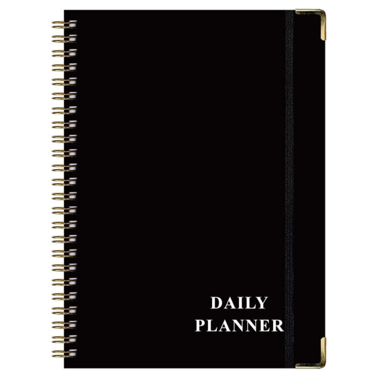 English Notebook A5 Coil Planner Work Record Time Management Agenda Book(Black)