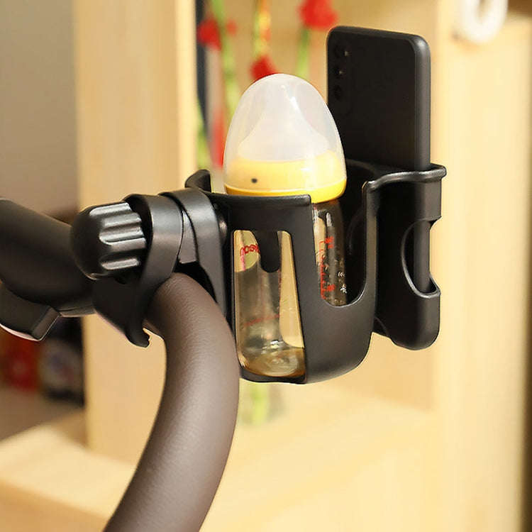 2 In 1 Skeleton Stroller Cell Phone Mug Holder Pushchair Multi-Use Bottle Rack(Black)