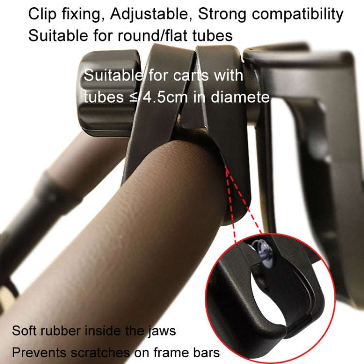 2 In 1 Skeleton Stroller Cell Phone Mug Holder Pushchair Multi-Use Bottle Rack(Black)