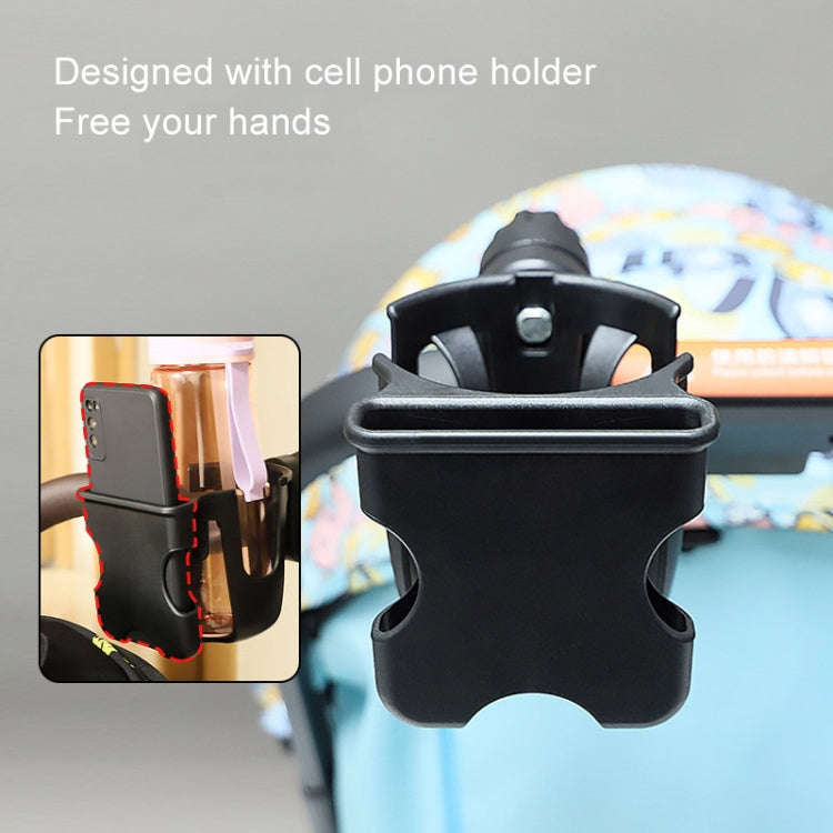 2 In 1 Skeleton Stroller Cell Phone Mug Holder Pushchair Multi-Use Bottle Rack(Black)