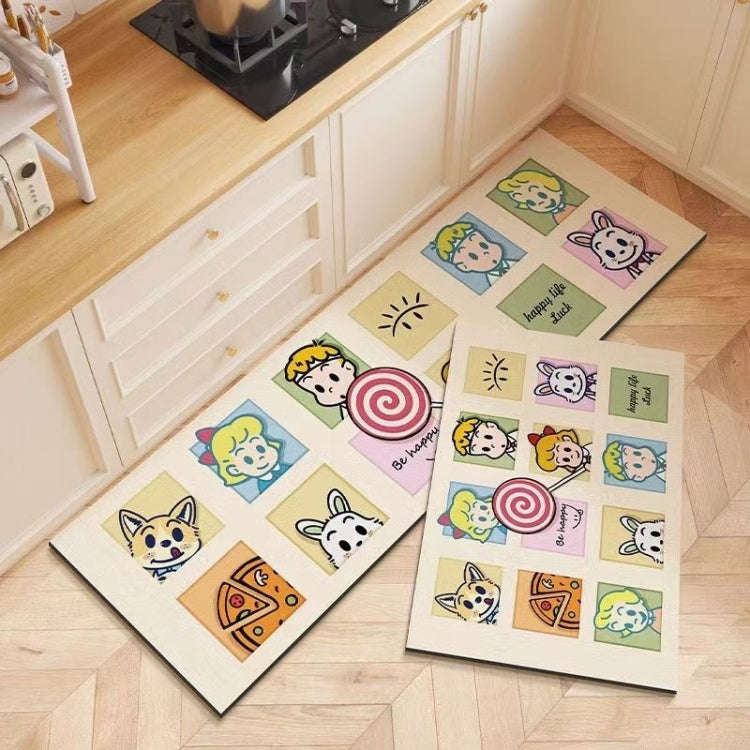 50 x 80cm+50 x 160cm 2pcs / Set Household Kitchen Oil-Absorbing Cartoon Pad Bathroom Non-Slip Qui...