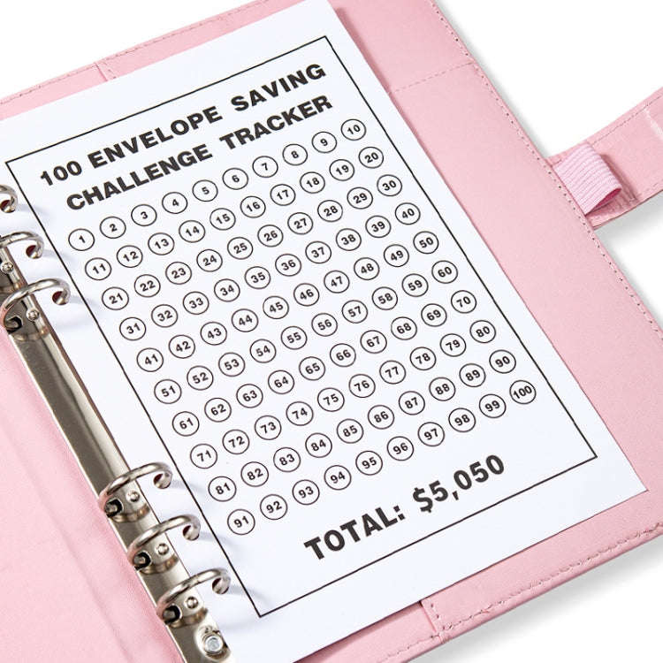 A5 100 Day Savings Challenge Envelope Budget Planner Binder Notebook Handbook, Color: Words Blue
