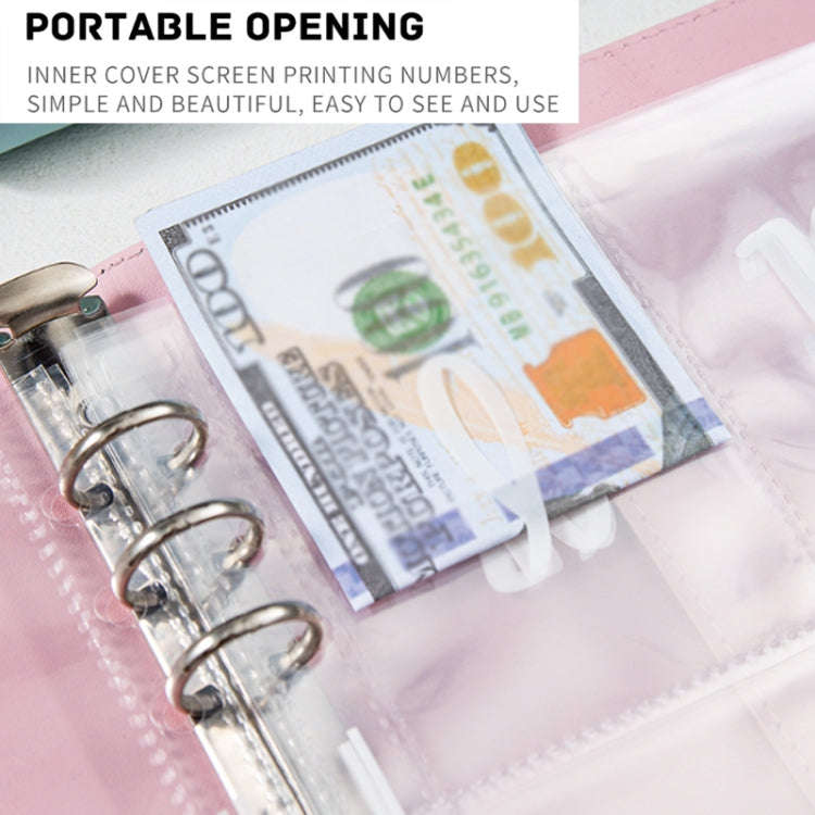 A5 100 Day Savings Challenge Envelope Budget Planner Binder Notebook Handbook, Color: Words Blue