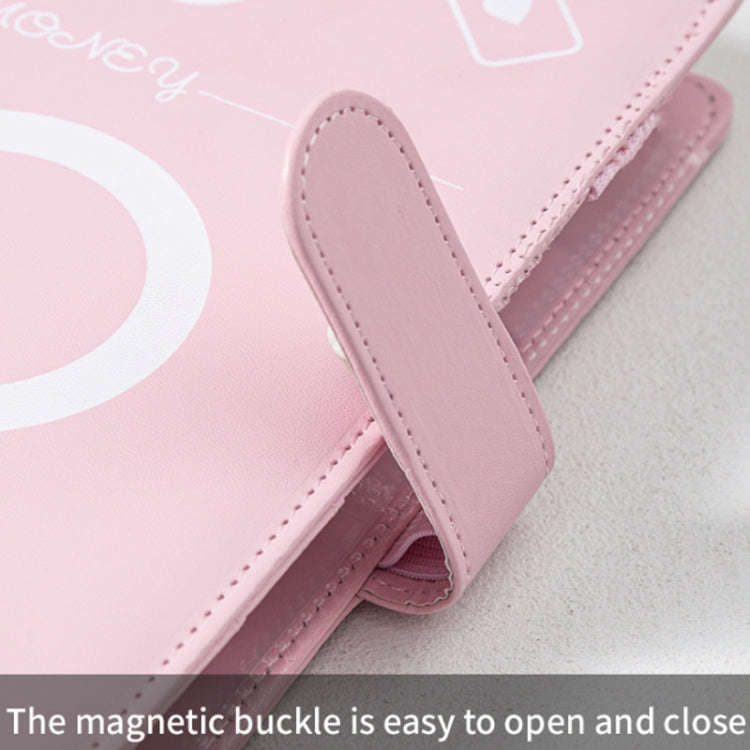 A5 100 Day Savings Challenge Envelope Budget Planner Binder Notebook Handbook, Color: Pattern Pink