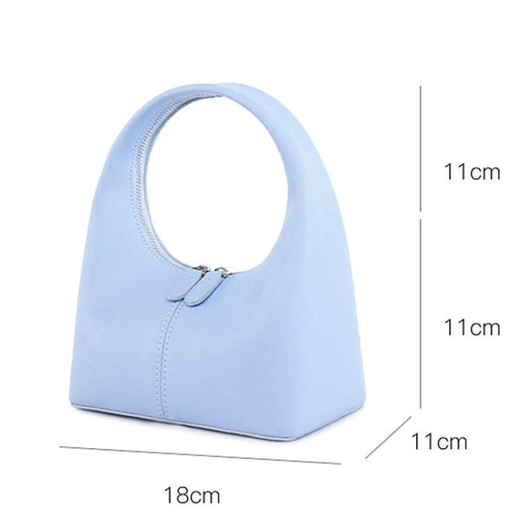 Simple Niche Leather Women Bag Pure Color Design Texture Handbag(Light Blue)