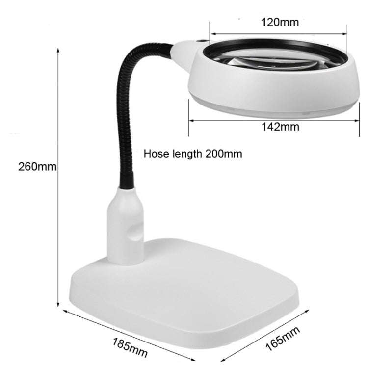 Desktop With 21 LED Lights 10X HD Reading Repair Metal Hose Magnifier(US Plug)