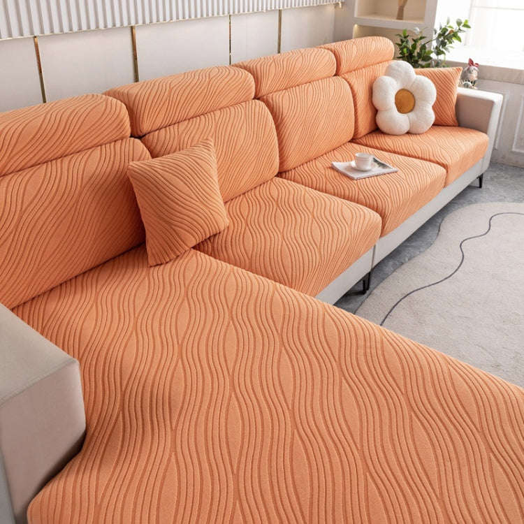 Knitted Lazy All Inclusive Sofa Cover Household Stretch Sofa Covering Cloth, Color: Orange(Extra ...