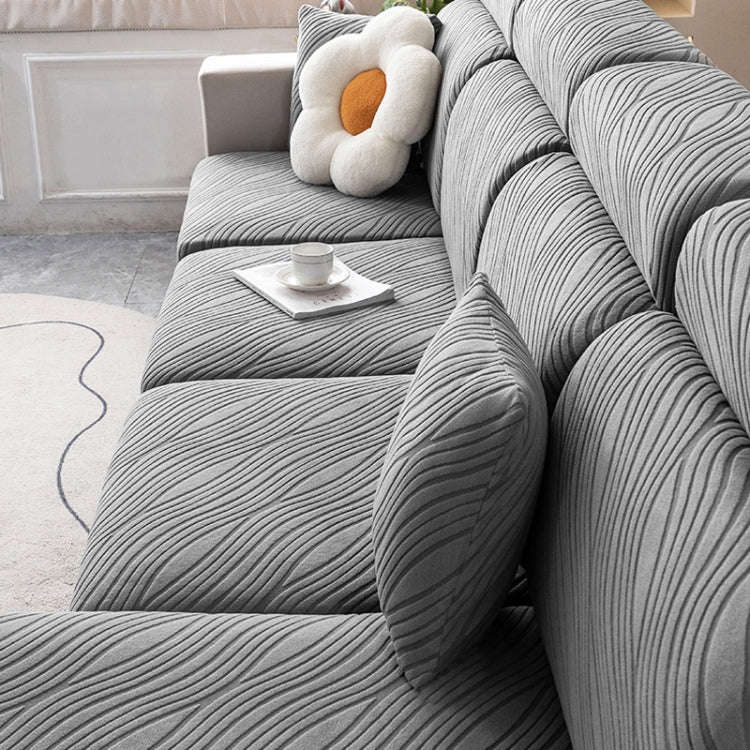 Knitted Lazy All Inclusive Sofa Cover Household Stretch Sofa Covering Cloth, Color: Orange Skirt ...