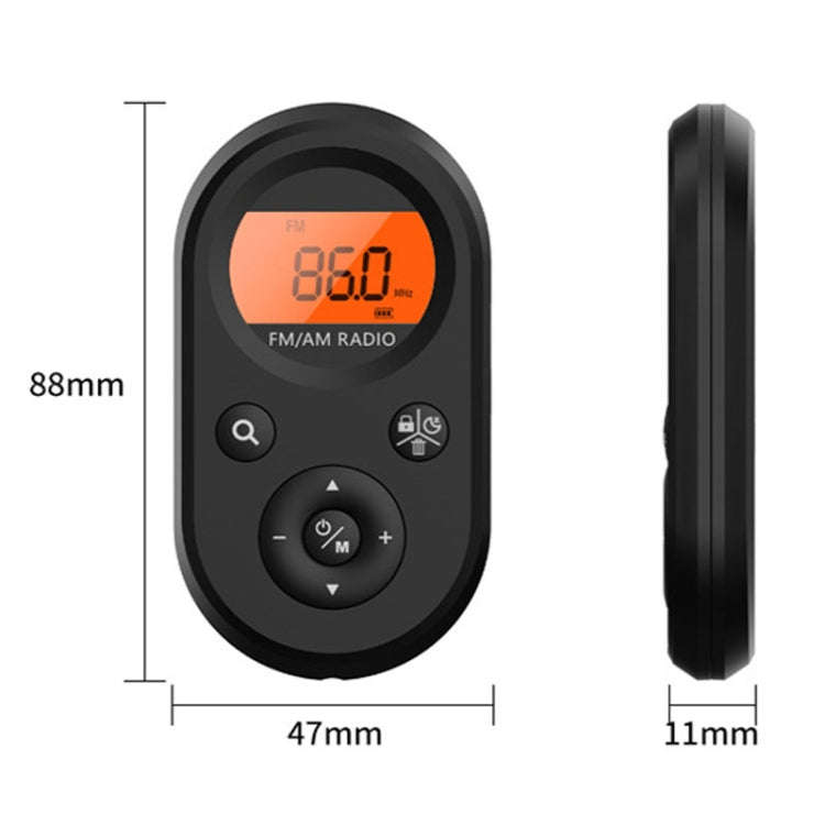 M01 Mini Portable Rechargeable FM / AM Radio With Backlight(Black)