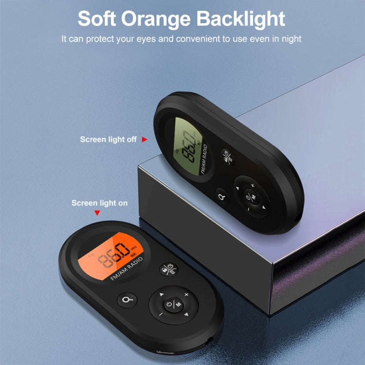 M01 Mini Portable Rechargeable FM / AM Radio With Backlight(Black)