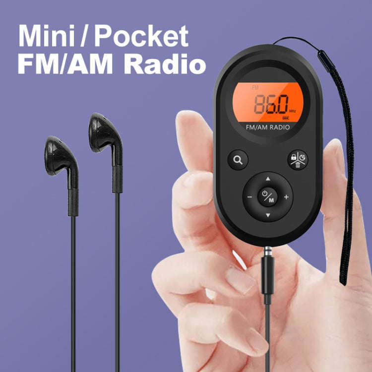M01 Mini Portable Rechargeable FM / AM Radio With Backlight(Black)