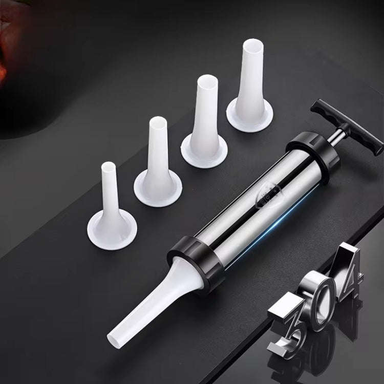 Stainless Steel Sausage Stuffer Tool Hand Operated Meat Sausage Maker With 4pcs Nozzle
