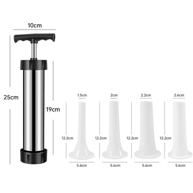 Stainless Steel Sausage Stuffer Tool Hand Operated Meat Sausage Maker With 4pcs Nozzle
