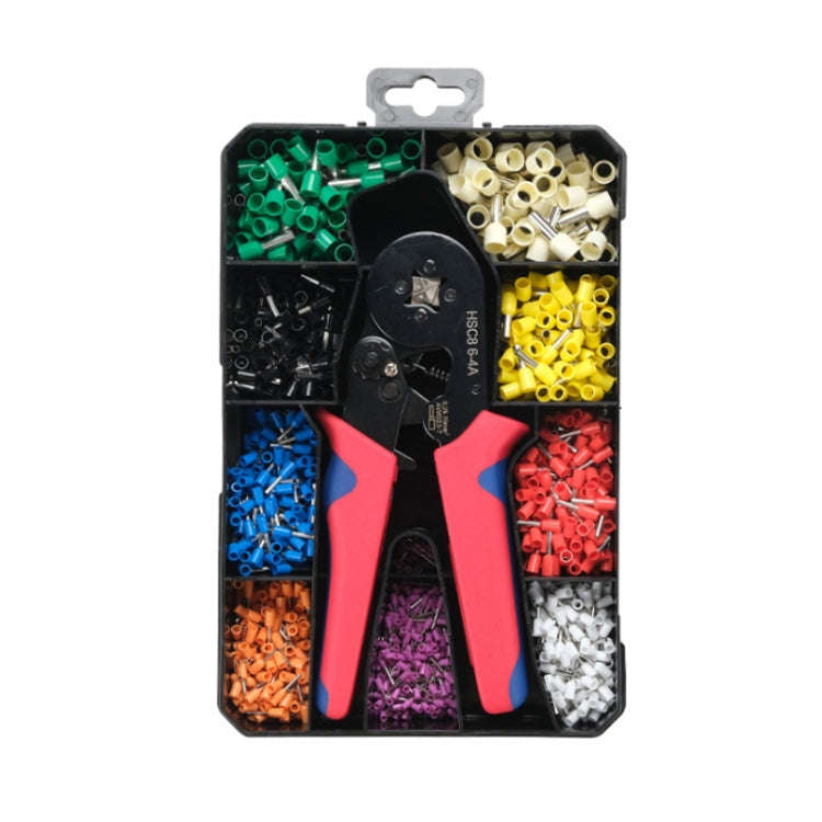1230pcs /Set Tube-Type Cold-Pressed Terminal Block Crimping Pliers Plastic Box Set