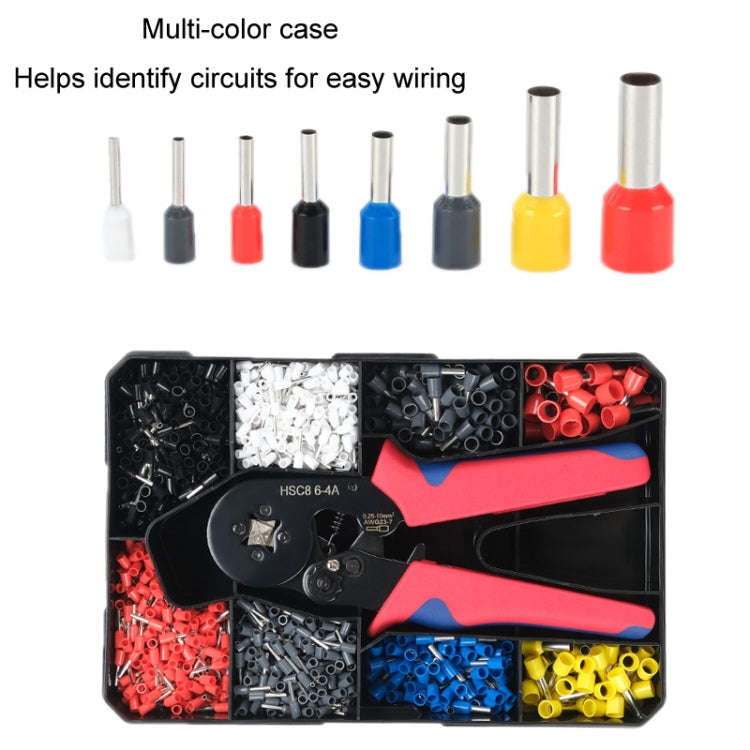 1230pcs /Set Tube-Type Cold-Pressed Terminal Block Crimping Pliers Plastic Box Set