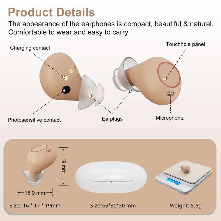 Z-26D1 Digital DSP In-ear TWS Invisible Hearing Aid Rechargeable Touch Control Sound Amplifier(Bl...