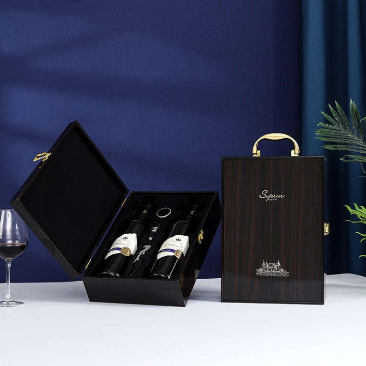 Double Piano Finish Red Wine Box Wooden Packing Case Wine Gift Box With Tools(Ebony)