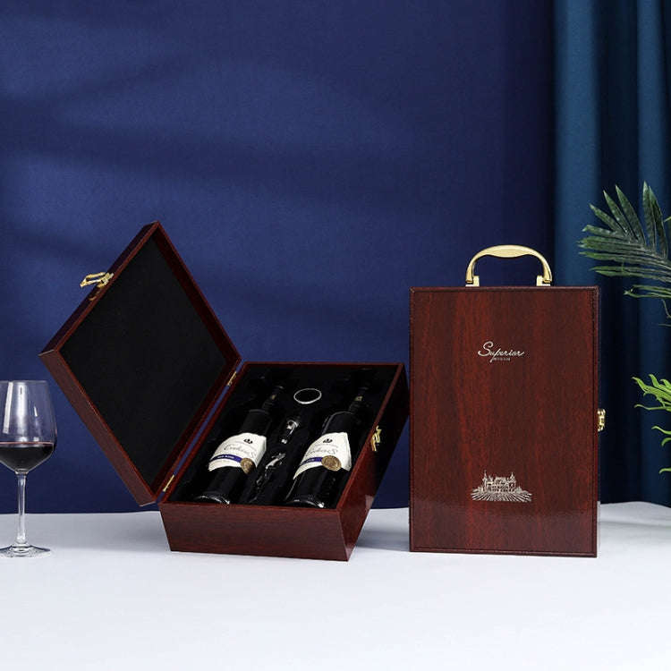 Double Piano Finish Red Wine Box Wooden Packing Case Wine Gift Box With Tools(Red Sandalwood)