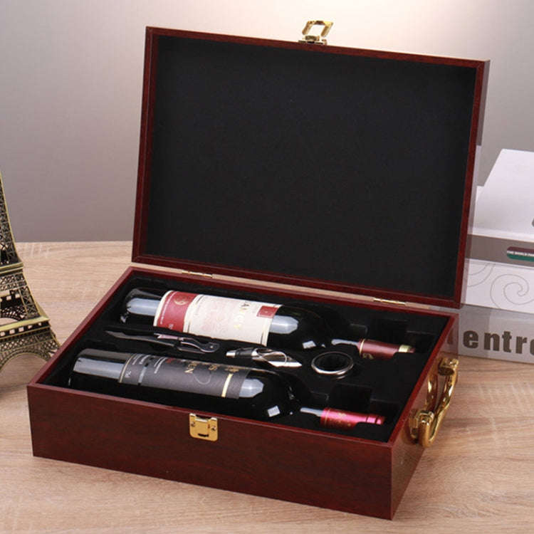 Double Piano Finish Red Wine Box Wooden Packing Case Wine Gift Box With Tools(Red Sandalwood)