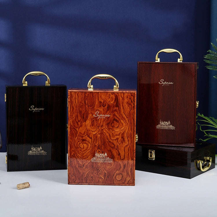 Double Piano Finish Red Wine Box Wooden Packing Case Wine Gift Box With Tools(Red Sandalwood)